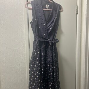 Anne Klein Blue Sleeveless Wrap Midi Dress